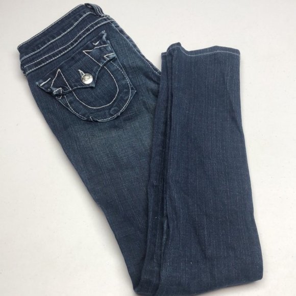 MADE IN USA 🇺🇸 VINTAGE TRUE RELIGION JULIE SKINNY JEANS 25x30 🇺🇸 - Picture 3 of 11